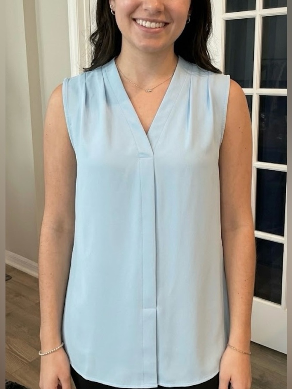 41 Hawthorn Shanna Smocked Back Sleeveless Blouse Sky Blue - Size Small NWT